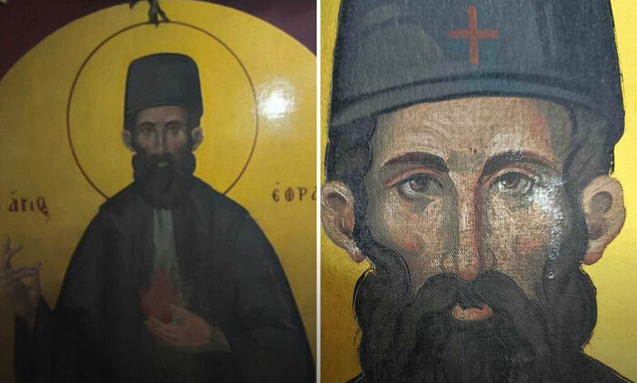 В греческой больнице мироточит икона прмч. Ефрема Нового, Неамакрийского Чудотворца