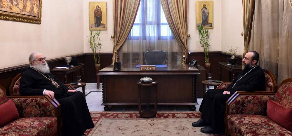 Патриарх Иоанн X принимает митрополита Хомского Грегориоса Хури