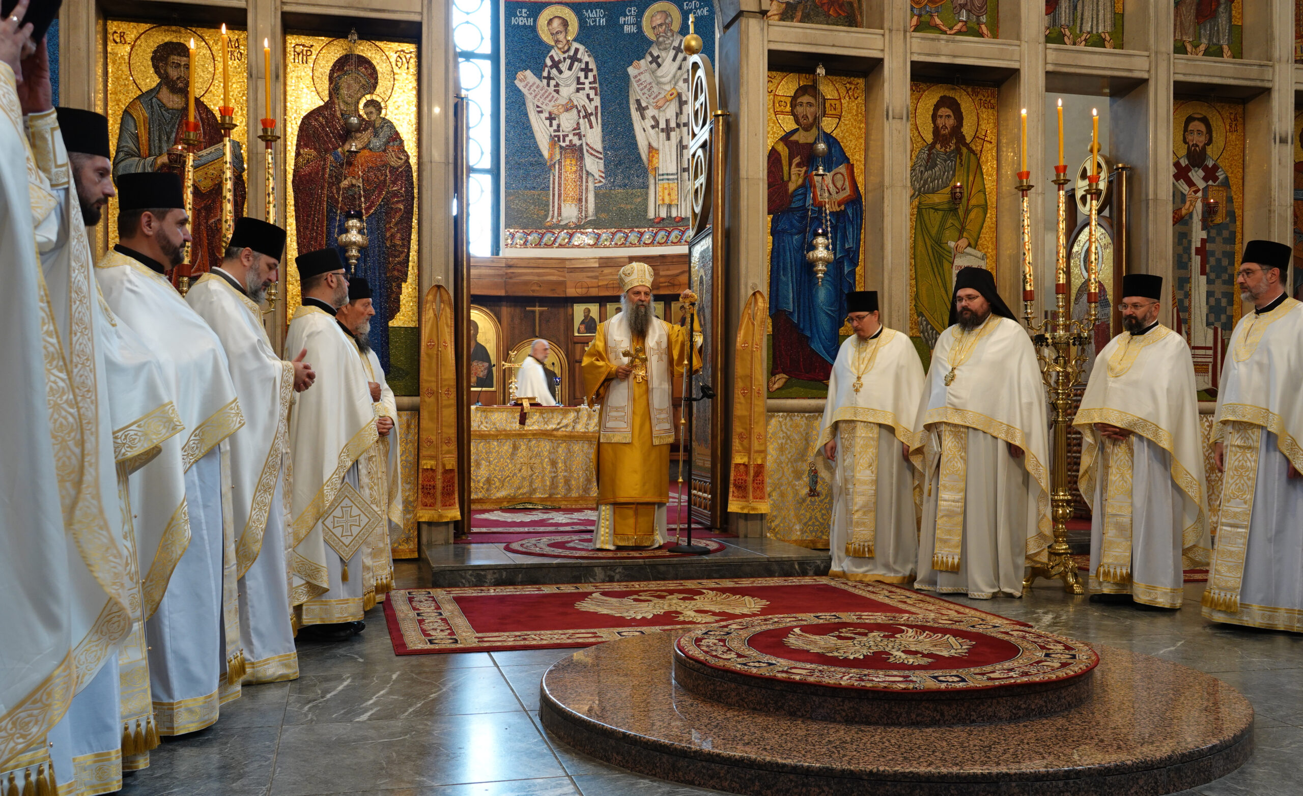 Патриарх Порфирий совершил богослужение в церкви Святого апостола Марка