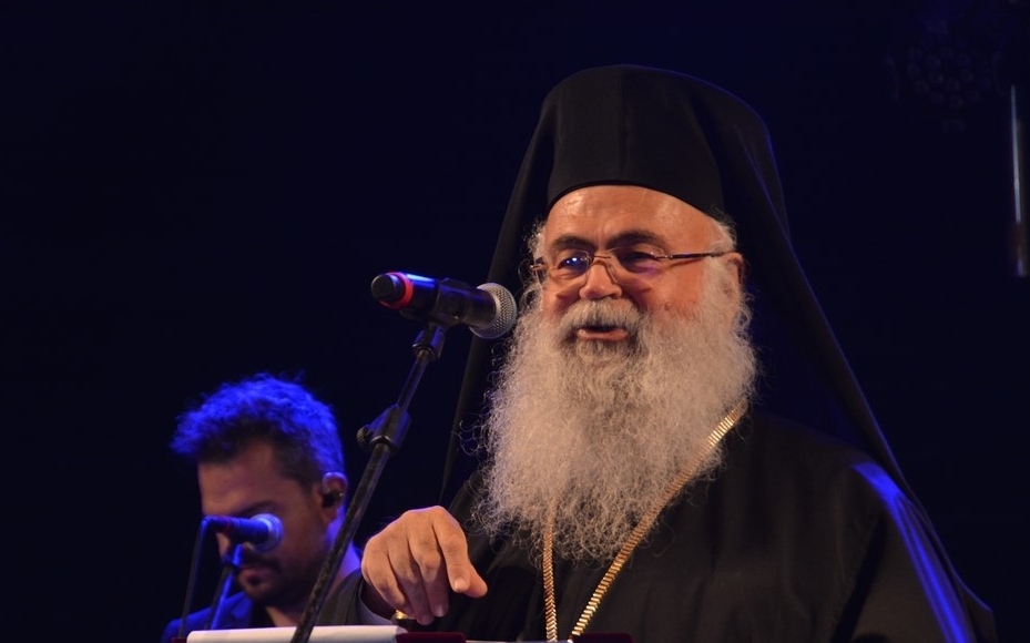 Приветствие Архиепископа Кипрского Георгиу на реконструкции события прибытия иконы Панагии Трифотиссы в порт Александруполиса