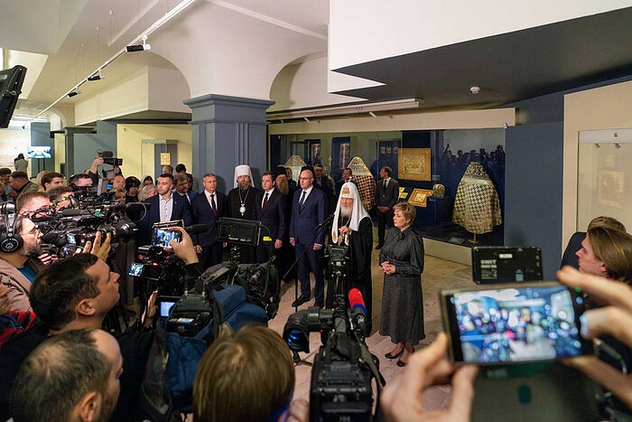 Святейший Патриарх Кирилл возглавил церемонию открытия выставки «Святая обитель: к 600-летию Соловецкого монастыря»