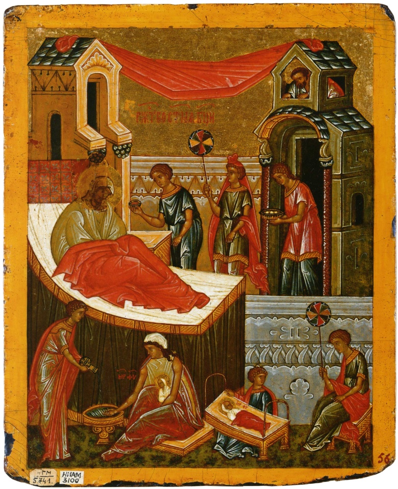 Рождество Богоматери Двусторонняя икона-таблетка. Конец XV — начало XVI вв. Новгородский гос. историко-архитектурный и художественный музей-заповедник. Иконы-таблетки рисовались не на досках, а на холсте. Но так же, как и доски, холсты покрывались левкасом.