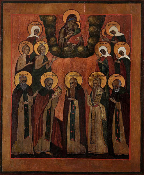 Собор Ярославских святых, предстоящих Толгской иконе Богоматери (в окладе)  