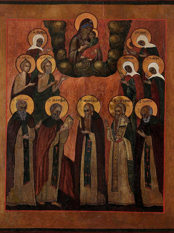 Собор Ярославских святых, предстоящих Толгской иконе Богоматери (в окладе)  