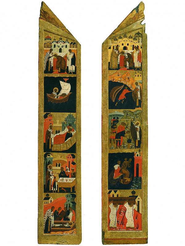 Св. Николай Мирликийский (части киота с житием)  