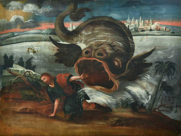 Пророк Иона выходит из чрева кита  