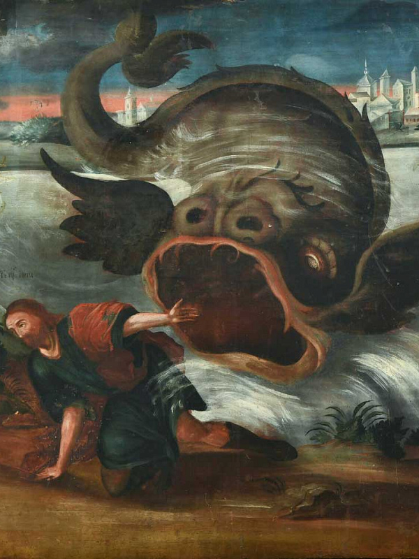 Пророк Иона выходит из чрева кита  