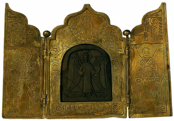 Николай Чудотворец на образке-складне  