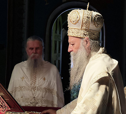 Патриарх Порфирий совершил богослужение в монастыре Введня Пресвятой Богородицы