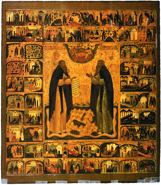 Св. Савватий и Зосима Соловецкие, с житием (Новгородская) 