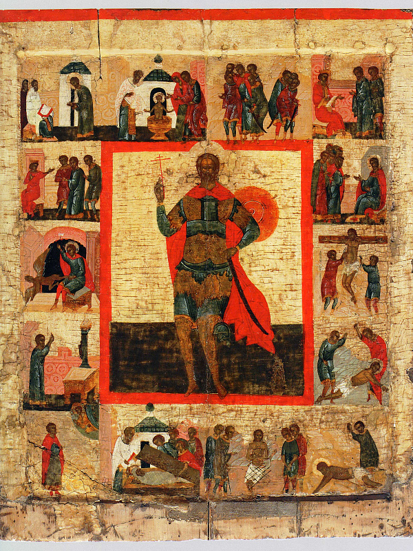 Великомученик Никита Готфский, московская икона с сюжетами жития  