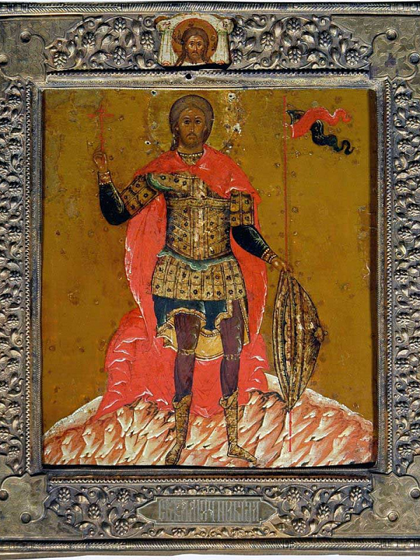 Великомученик Никита Готфский, московская икона в окладе 