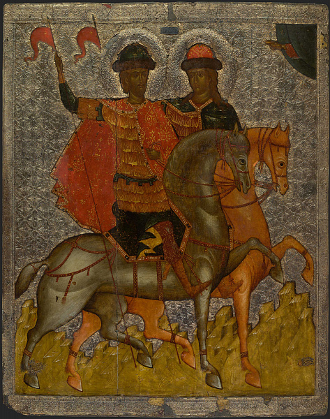 Святые благоверные князья Борис и Глеб на конях (Новгородская) 