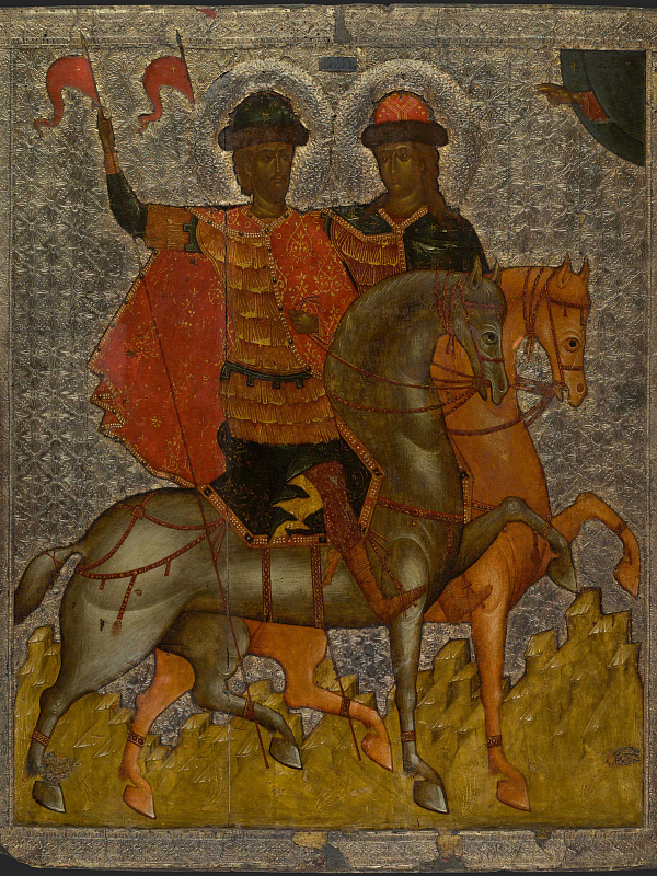 Святые благоверные князья Борис и Глеб на конях (Новгородская) 