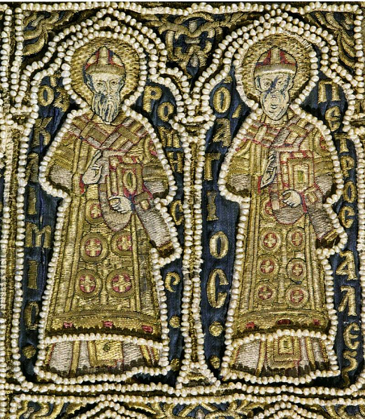 Свмч. Петр Александрийский и Климент, папа Римский (шитье)  