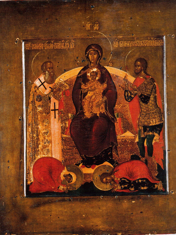 Богоматерь на престоле со святыми Григорием Богословом, Никитиой, Маврой и Евпраксией