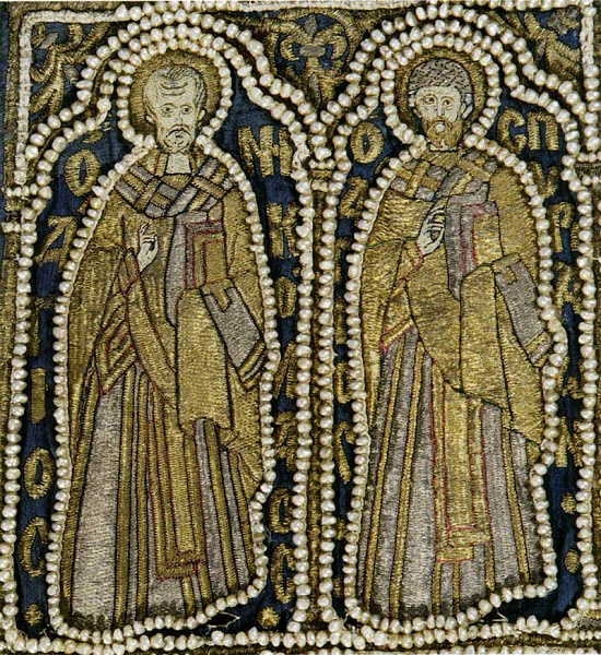 Святители Николай Чудотворец и Спиридон Тримифунтский, деталь саккоса  