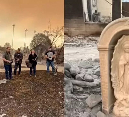 Лос-Анджелес: во время природного пожара дом супружеской пары сгорел, а статуи Богородицы и Иосифа остались целыми и невредимыми