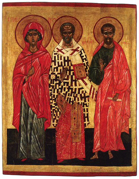 Николай Чудотворец с апостолом Иаковом и вмч. Анастасией 