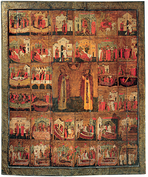 Святые блгв. Петр и Феврония Муромские, со сценами жития  