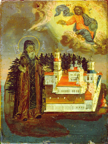 Преподобный Нил Столбенский, в молении Спасу  