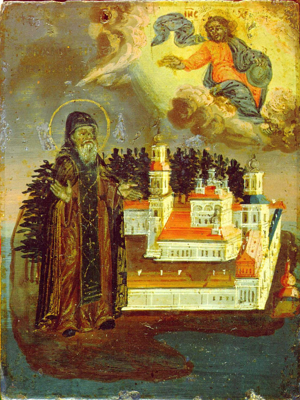 Преподобный Нил Столбенский, в молении Спасу  