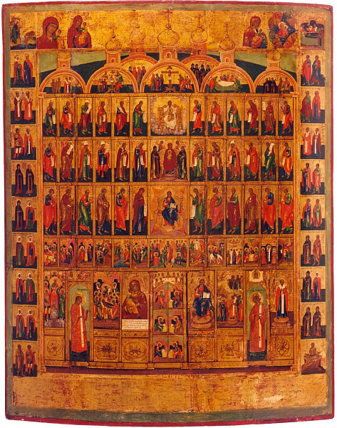 Икона-иконостас, со святыми на полях