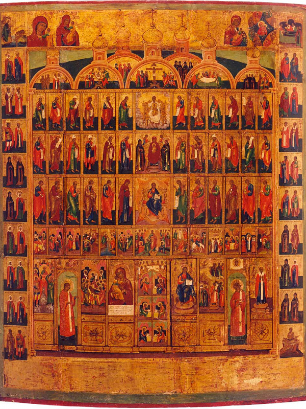 Икона-иконостас, со святыми на полях
