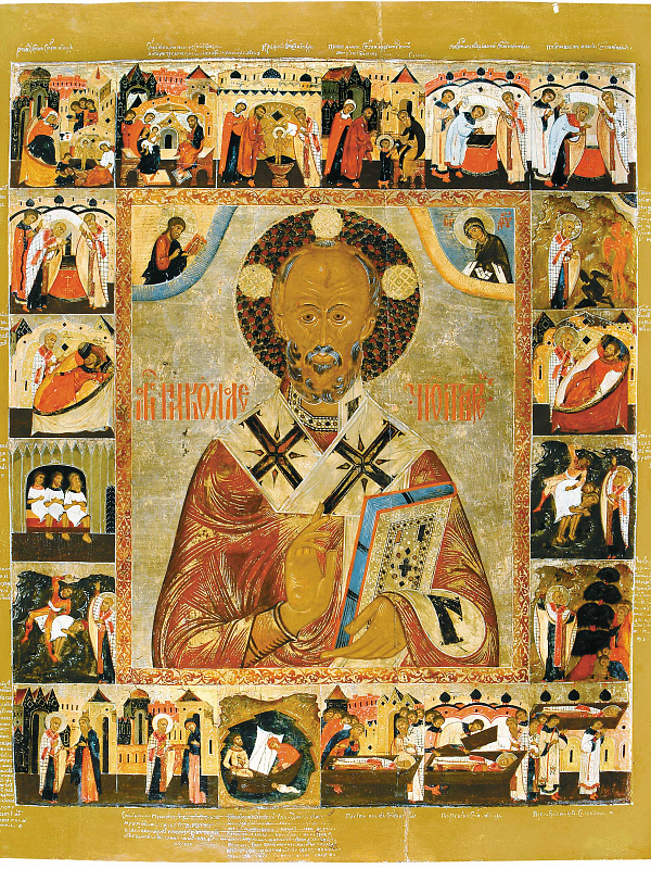 Святитель Николай Чудотворец, с Никейским чудом и житием (Поонежье)  