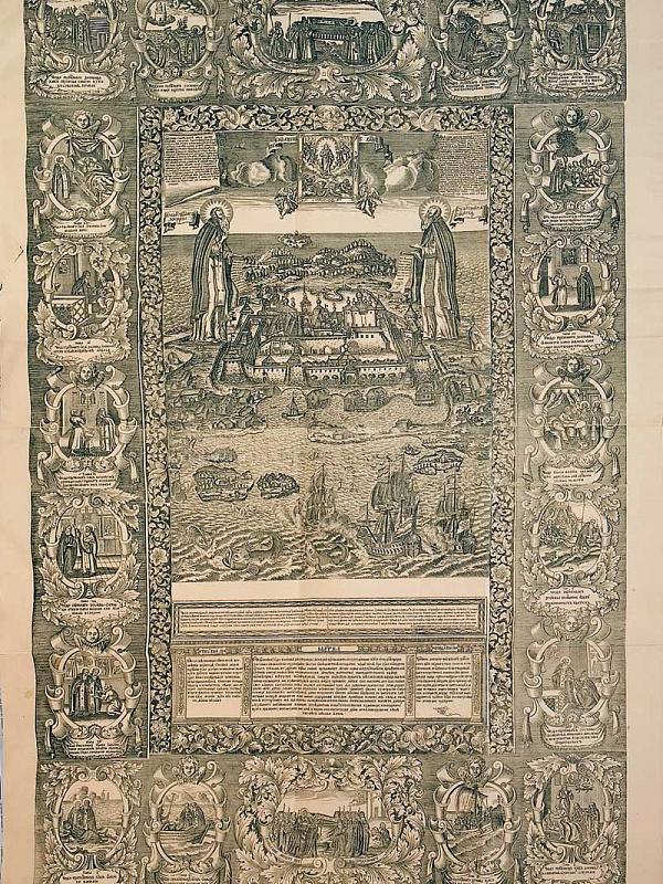 Святые Савватий и Зосима Соловецкие (гравюра с житием) 