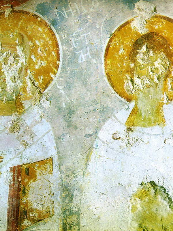 Св. Спиридон Тримифунтский и Николай Мирликийский (фреска) 