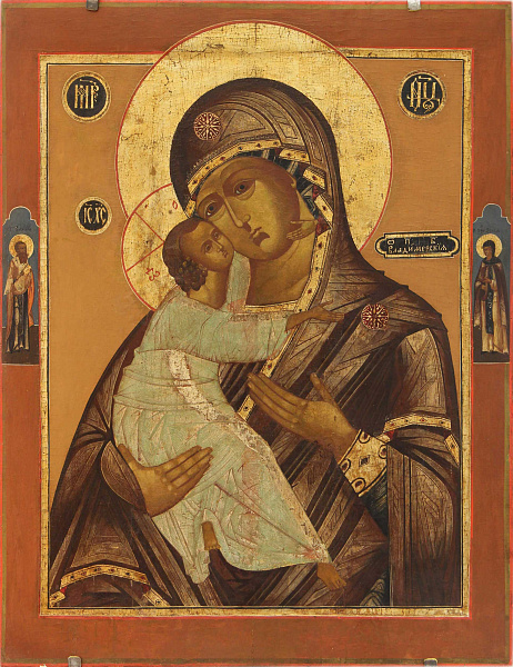 Владимирская икона Божьей Матери, со святыми на полях (Мстёра)  