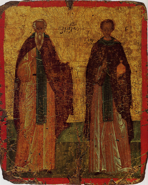 Герасим Иорданский и Иоанн Кущник (оборотная сторона двусторонней иконы-таблетки )