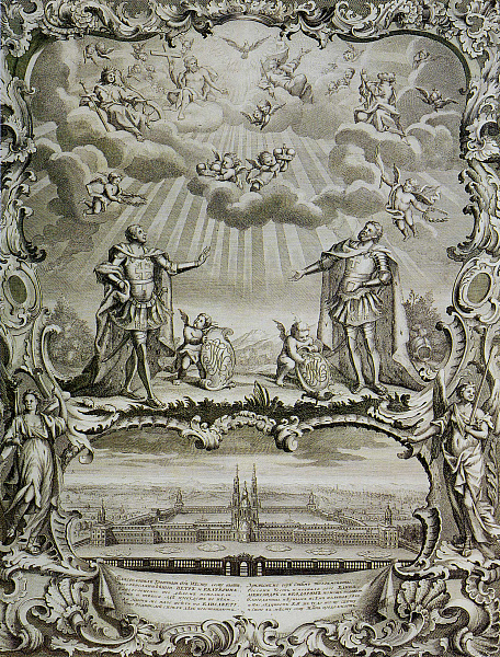 Святые князья Феодор Ярославич и Александр Невский (гравюра)  