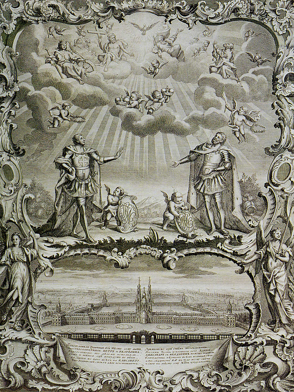 Святые князья Феодор Ярославич и Александр Невский (гравюра)  