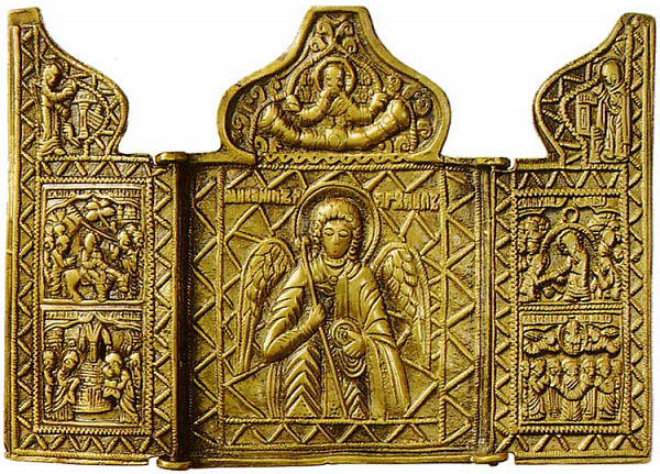 Архангел Михаил, с избранными праздниками (складень-триптих, литье)