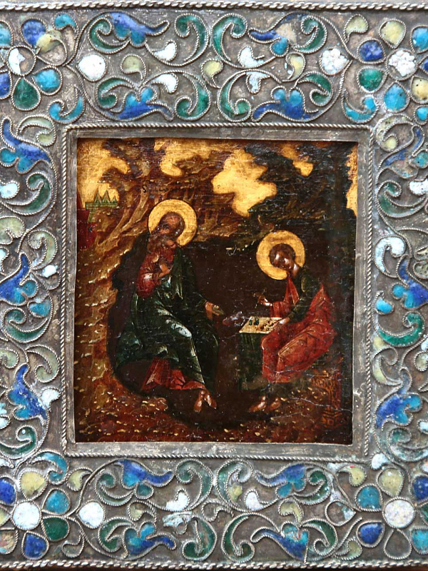 Апостол Иоанн Богослов с учеником Прохором (в окладе)  