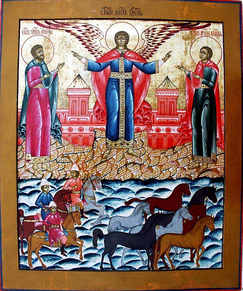 Чудо архангела Михаила о Флоре и Лавре (Поморская икона) 