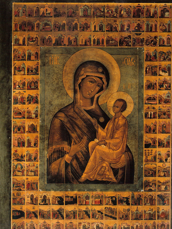 Богоматерь Тихвинская с историей образа в 112 клеймах