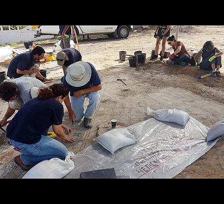 Mosaik der georgianischen Kirche aus dem 6. Jahrhundert in der Nähe des israelischen Aschdod gefunden