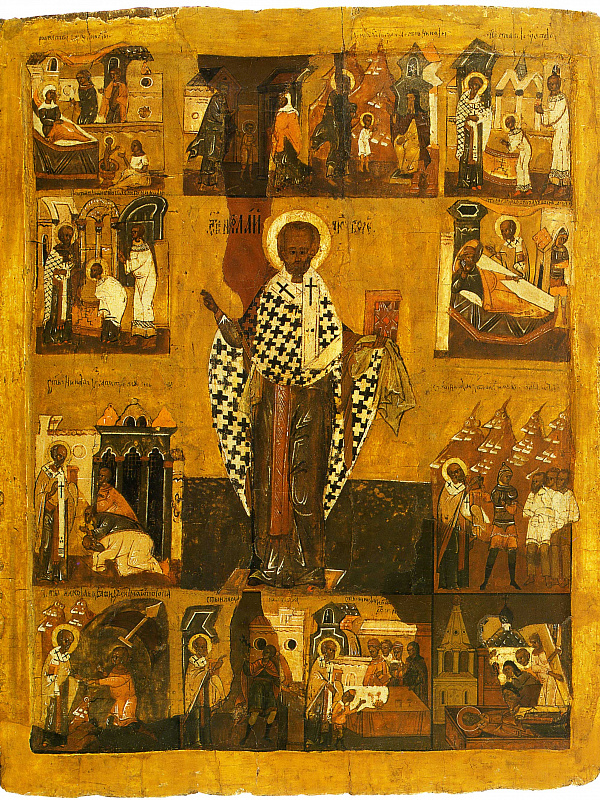 Николай Угодник, с клеймами жития 
