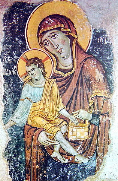 Матерь Божия Милующая (Элеуса). Богородица Левишка с Христом Кормителем (фреска) 