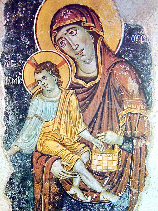 Матерь Божия Милующая (Элеуса). Богородица Левишка с Христом Кормителем (фреска) 