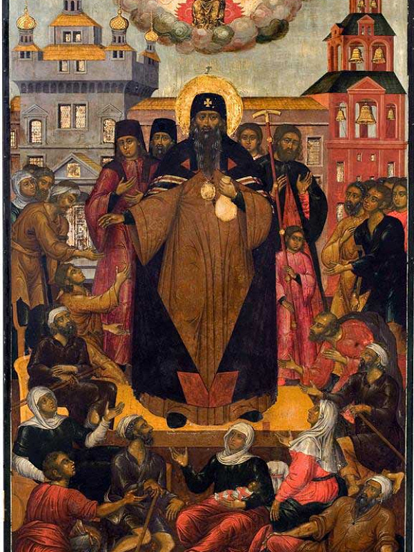 Святитель Иоанн Милостивый творит милостыню  