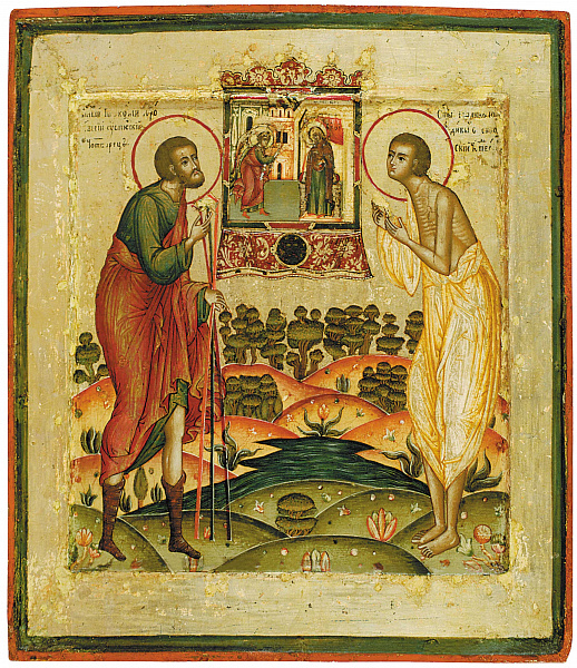 Блаженные Прокопий и Иоанн Устюжские перед иконой Благовещения  