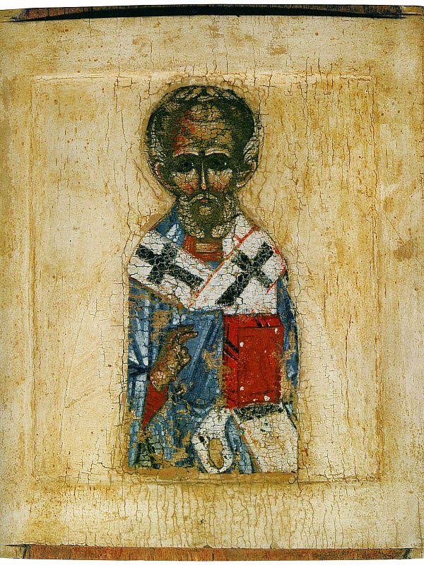 Николай Чудотворец (врезок – фрагмент иконы избранных святых)  