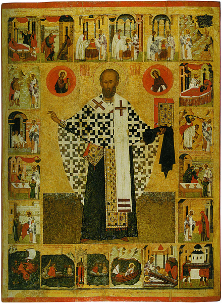 Никола Чудотворец, с сюжетами жития (Новгородская) 