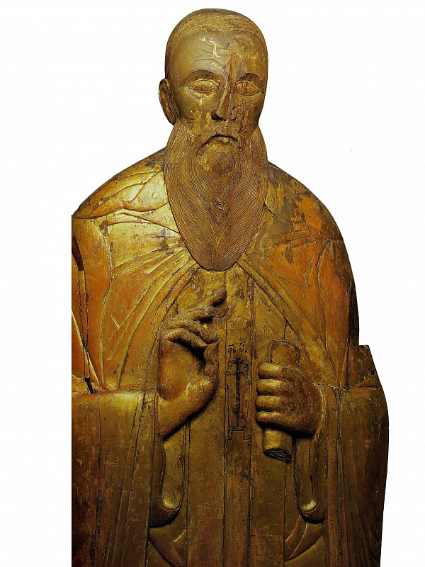 Преподобный Михаил Клопский; резной рельеф