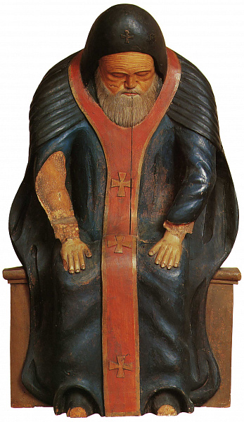 Прпдб. Нил Столбенский (дерево, резьба, краска)  