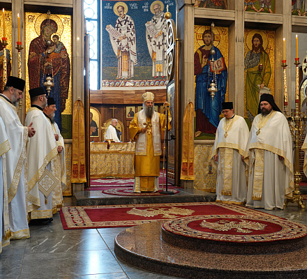 Патриарх Порфирий совершил богослужение в церкви Святого апостола Марка